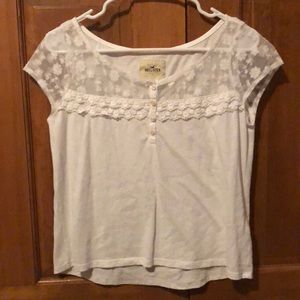 White Hollister Floral Lace Top